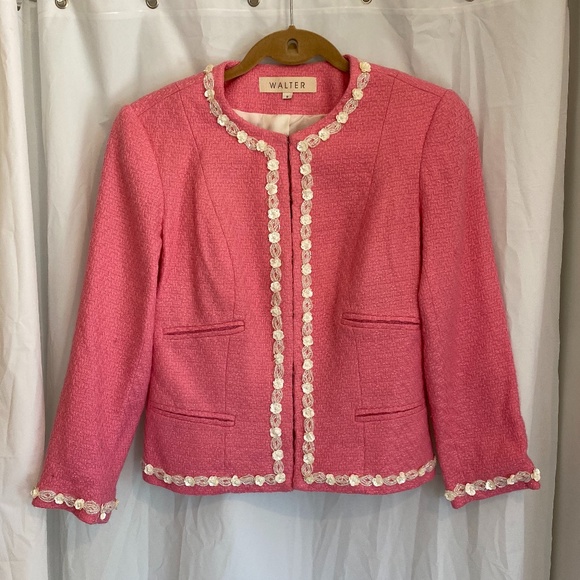 Vintage Walter Pink Jacket w. Floral detail - Picture 1 of 8